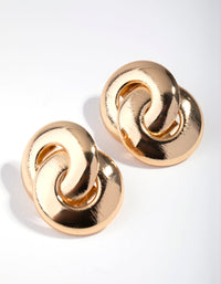 Gold Thick Twist Stud Earrings - link has visual effect only