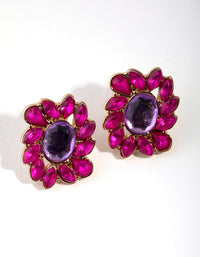 Gold Multi Stone Stud Earrings - link has visual effect only