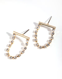 Gold Hanging Cup Chain Stud Earrings - link has visual effect only