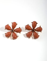Gold Enamel Flower Stud Earrings - link has visual effect only