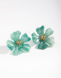 Gold Glitter Acrylic Stud Earrings - link has visual effect only