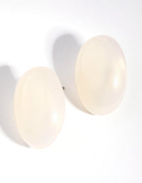 White Acrylic Oval Dome Stud Earrings - link has visual effect only