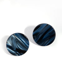 Blue Marble Disc Stud Earrings - link has visual effect only