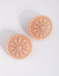Plastic Pattered Circle Stud Earrings - link has visual effect only