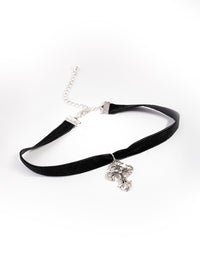 Antique Silver and Suede Cross Choker Necklace - link has visual effect only