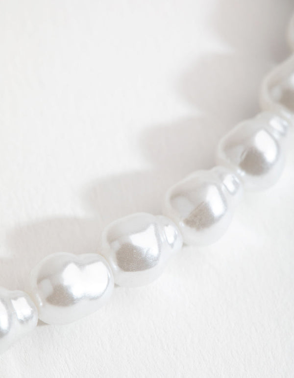 Gold Faux Pearl Choker Necklace