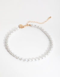 Gold Faux Pearl Choker Necklace - link has visual effect only