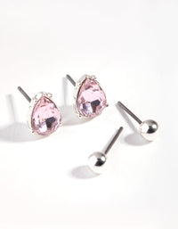 Silver Teardrop Stone Hoop Earrings - link has visual effect only