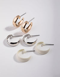 Mixed Metal Hollow 3-Pack Hoop Earring - link has visual effect only