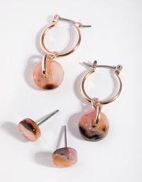 Rose Gold Acrylic Disc 2-Pack Hoop Earring - link has visual effect only