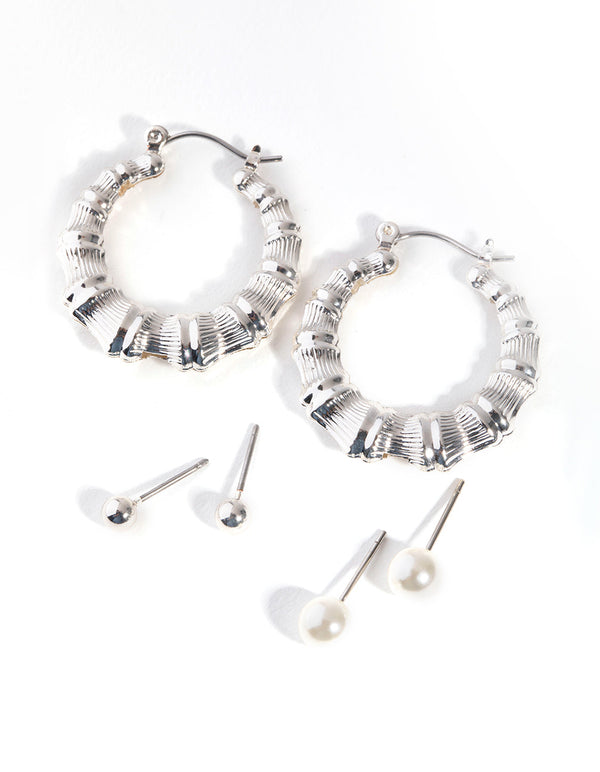 Silver Textured Hoop 3-Pack Earring