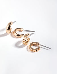 Gold Double Huggie 2-Pack Hoop Earring - link has visual effect only