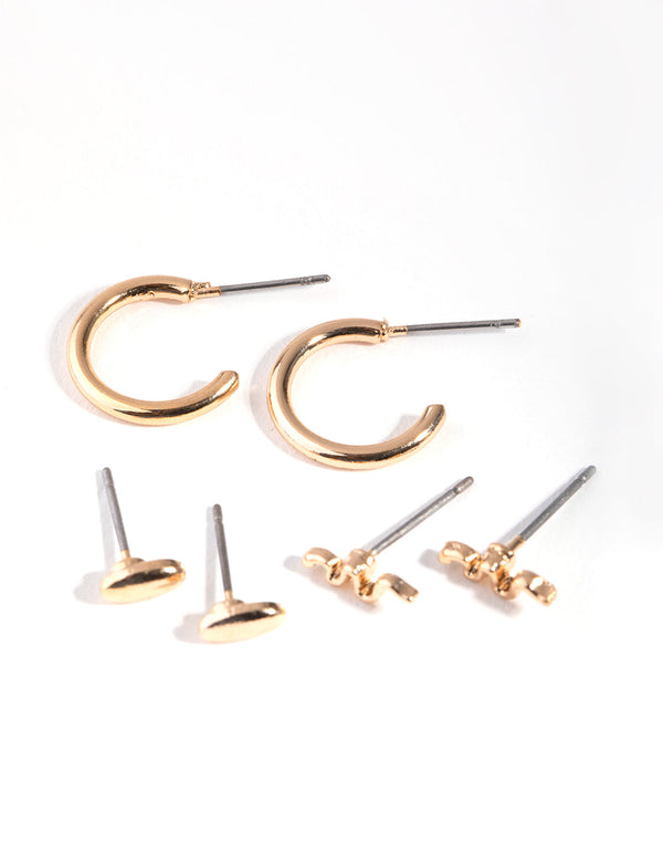 Gold Mini Snake 3-Pack Stud Earring