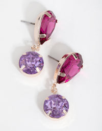Rose Gold Double Claw Stone Drop Earrings - link has visual effect only