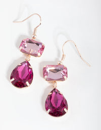 Rose Gold Teardrop & Rectangle Drop Earrings - link has visual effect only