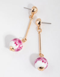 Gold Flower Ball Stick Drop Earrings - link has visual effect only