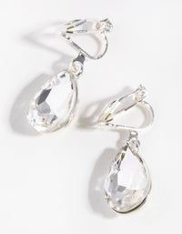 Silver Teardrop Stone Clip on Earrings - link has visual effect only