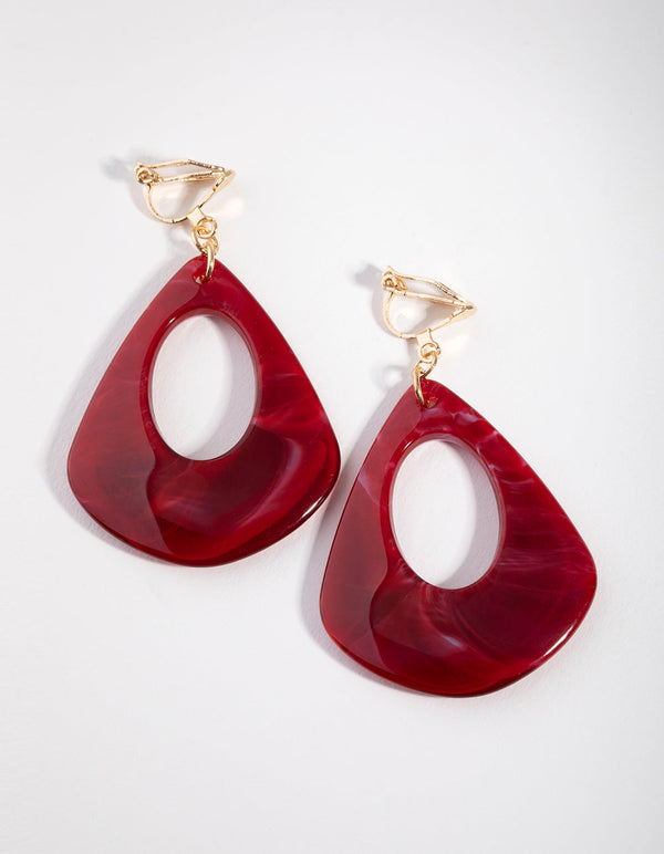 Gold Acrylic Shaped Clip-on Earrings