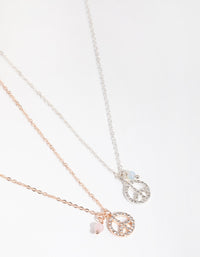 Mix Diamante Peace 2-Pack Necklace - link has visual effect only