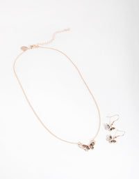 Rose Gold Marble Butterfly Earring and Necklace Pack - link has visual effect only