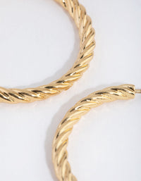Real Gold Plated Thin Twist Hoop Earrings - link has visual effect only