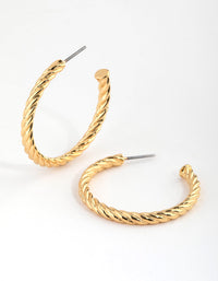 Real Gold Plated Thin Twist Hoop Earrings - link has visual effect only