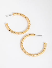 Real Gold Plated Thin Twist Hoop Earrings - link has visual effect only