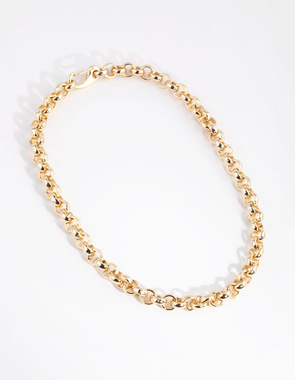 Real Gold Plated Rolo Chain Necklace