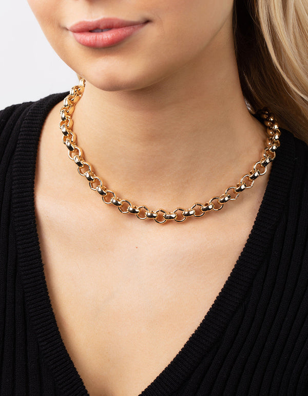 Real Gold Plated Rolo Chain Necklace