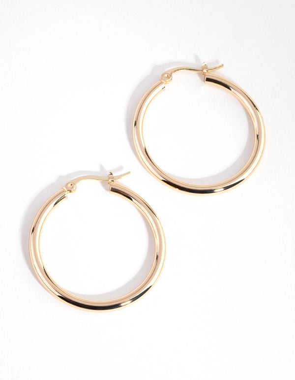 Real Gold Plated Large Hoop Earrings