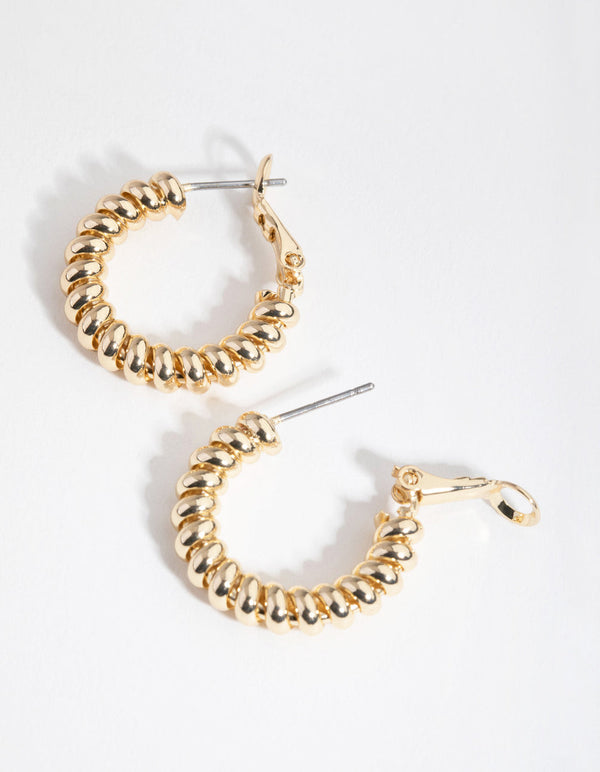 Real Gold Plated Mini Twist Rope Hoop Earrings