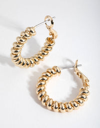Real Gold Plated Mini Twist Rope Hoop Earrings - link has visual effect only