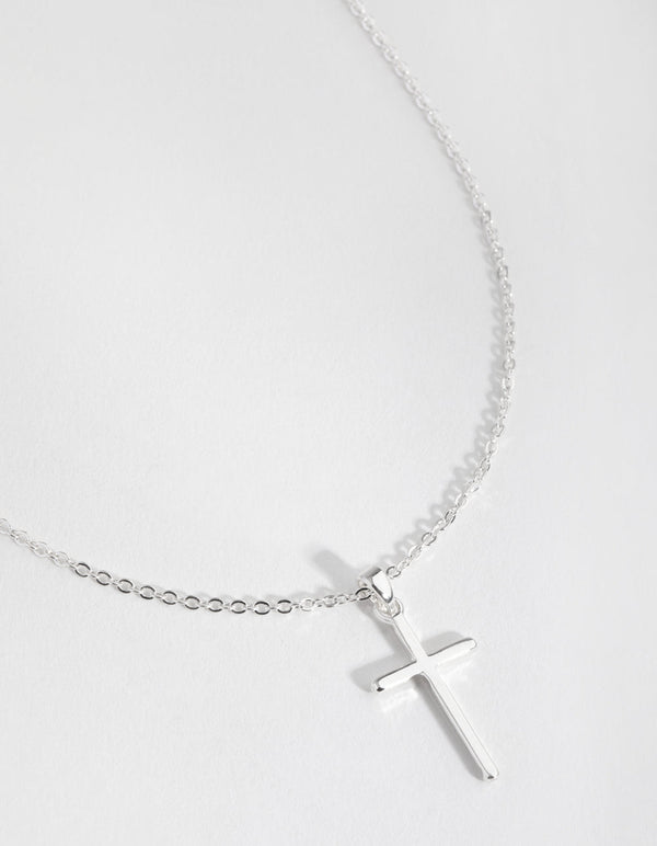 Real Silver Plated 45cm Cross Necklace