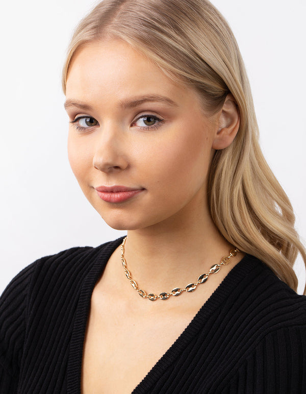 Real Gold Plated 45cm Circle Mariner Necklace