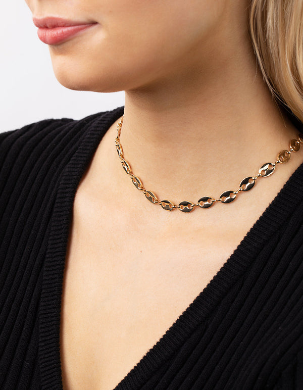 Real Gold Plated 45cm Circle Mariner Necklace