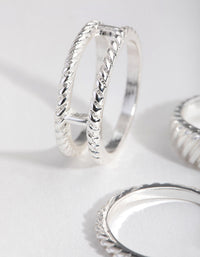 Real Silver Plated Thick Fashion 4-Pack Rings - link has visual effect only