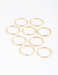Real Gold Plated Textured Ring 9-Pack - link has visual effect only