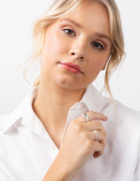 Real Silver Plated Thick Fashion 4-Pack Rings - link has visual effect only