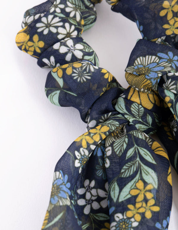 Blue Print Scarf Scrunchie