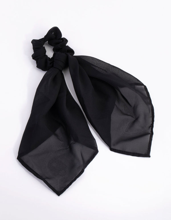 Zwarte sjaal scrunchie