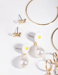 Gold Daisy and Bow 6-Pack Earring - link has visual effect only