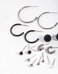 Mixed Metal Diamante Stud Hoop 8-Pack Earring - link has visual effect only