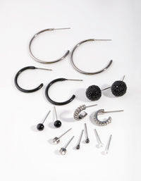Mixed Metal Diamante Stud Hoop 8-Pack Earring - link has visual effect only