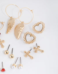 Gold Cross and Wings 8-Pack Earring - link has visual effect only