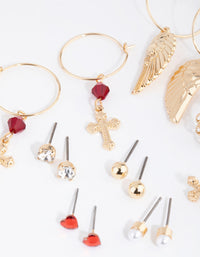 Gold Cross and Wings 8-Pack Earring - link has visual effect only