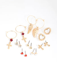 Gold Cross and Wings 8-Pack Earring - link has visual effect only
