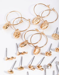 Gold Sun Cross Snake 12-Pack Earring - link has visual effect only