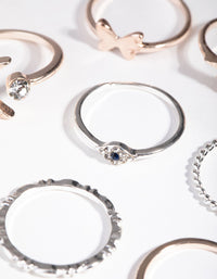Mixed Metals Diamante Moon Star Rings - link has visual effect only