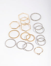 Mixed Metal Hexagon Band 16-Pack Rings - link has visual effect only