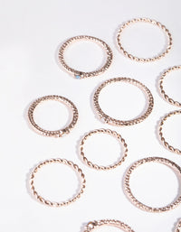 Rose Gold Diamond-Cut Stone 16-Pack Rings - link has visual effect only